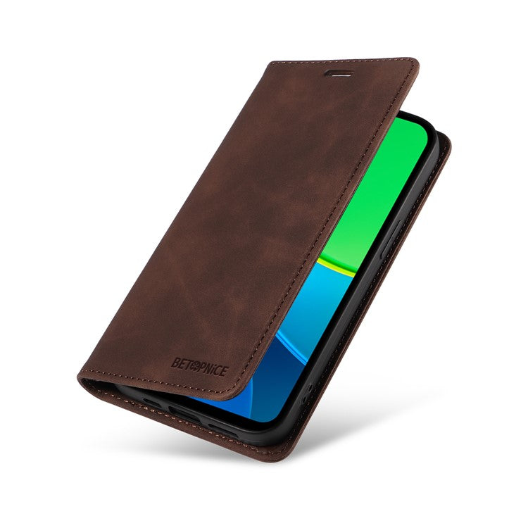 BETOPNICE 003 For vivo Y19s 4G Wallet Case Leather Phone Cover with Stand - Brown