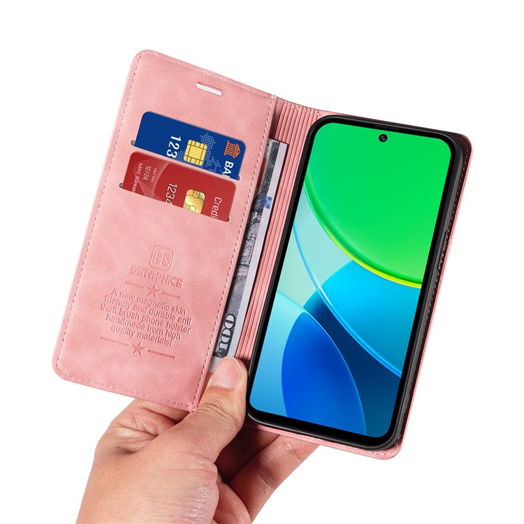 BETOPNICE 003 For vivo Y19s 4G Wallet Case Leather Phone Cover with Stand - Pink