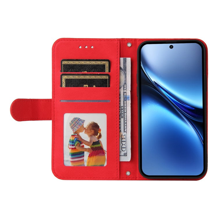 For vivo X200 5G Wallet Case Skin Touch Leather Phone Cover Tree Pattern Hardware - Red