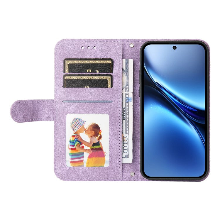 For vivo X200 5G Wallet Case Skin Touch Leather Phone Cover Tree Pattern Hardware - Purple