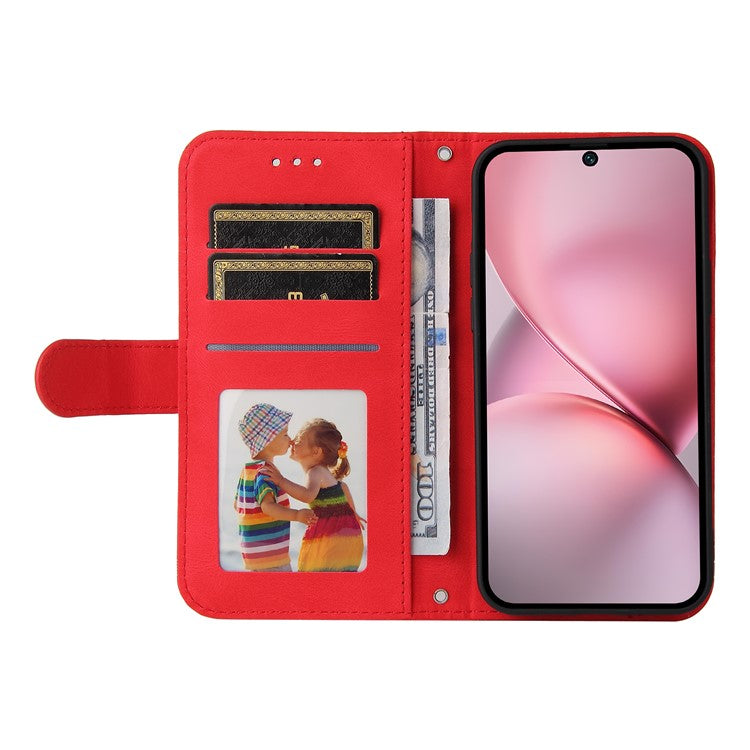 For vivo X200 Pro mini 5G Wallet Case Skin Touch Leather Phone Cover Tree Pattern Hardware - Red