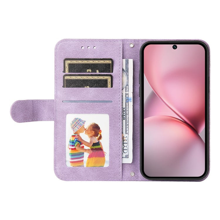 For vivo X200 Pro mini 5G Wallet Case Skin Touch Leather Phone Cover Tree Pattern Hardware - Purple