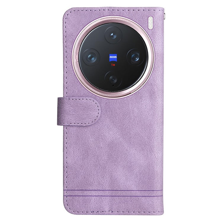 For vivo X200 Pro mini 5G Wallet Case Skin Touch Leather Phone Cover Tree Pattern Hardware - Purple