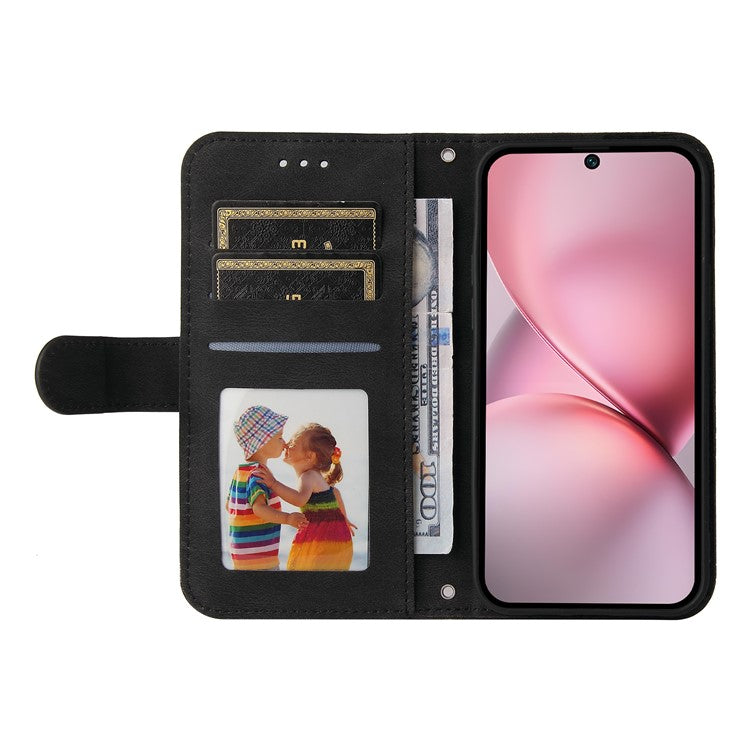 For vivo X200 Pro mini 5G Wallet Case Skin Touch Leather Phone Cover Tree Pattern Hardware - Black