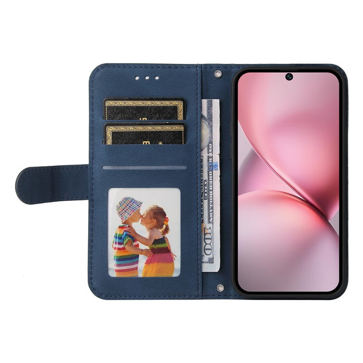 For vivo X200 Pro mini 5G Wallet Case Skin Touch Leather Phone Cover Tree Pattern Hardware - Blue