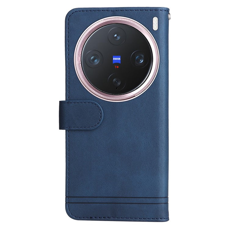 For vivo X200 Pro mini 5G Wallet Case Skin Touch Leather Phone Cover Tree Pattern Hardware - Blue