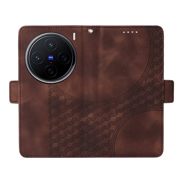 For vivo X200 5G Case PU Leather Phone Cover Rhombus Starry Imprinted - Brown