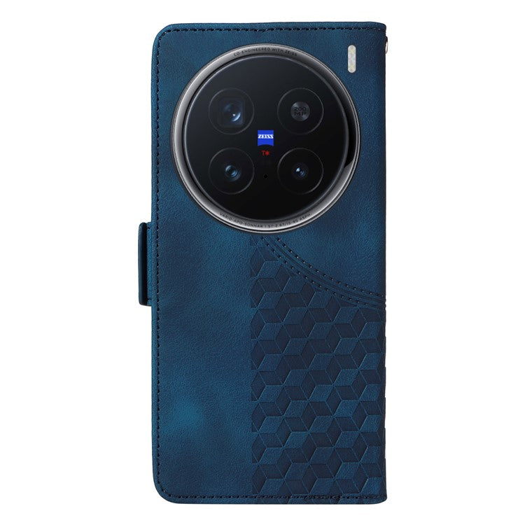 For vivo X200 Pro 5G Case PU Leather Phone Cover Rhombus Starry Imprinted - Blue