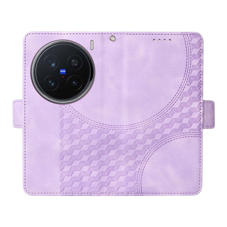 For vivo X200 Pro 5G Case PU Leather Phone Cover Rhombus Starry Imprinted - Purple