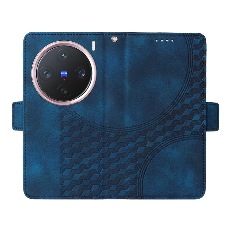 For vivo X200 Pro mini 5G Case PU Leather Phone Cover Rhombus Starry Imprinted - Blue