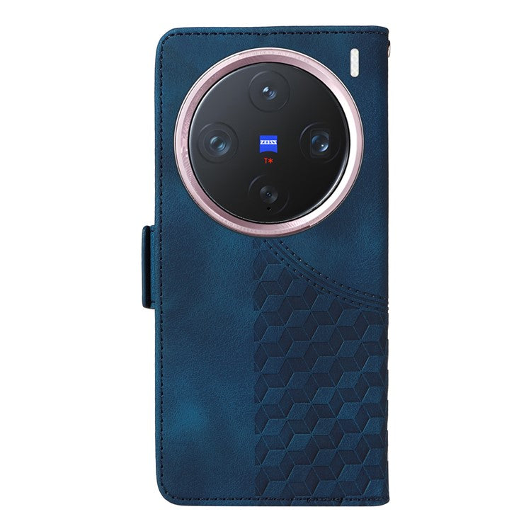 For vivo X200 Pro mini 5G Case PU Leather Phone Cover Rhombus Starry Imprinted - Blue