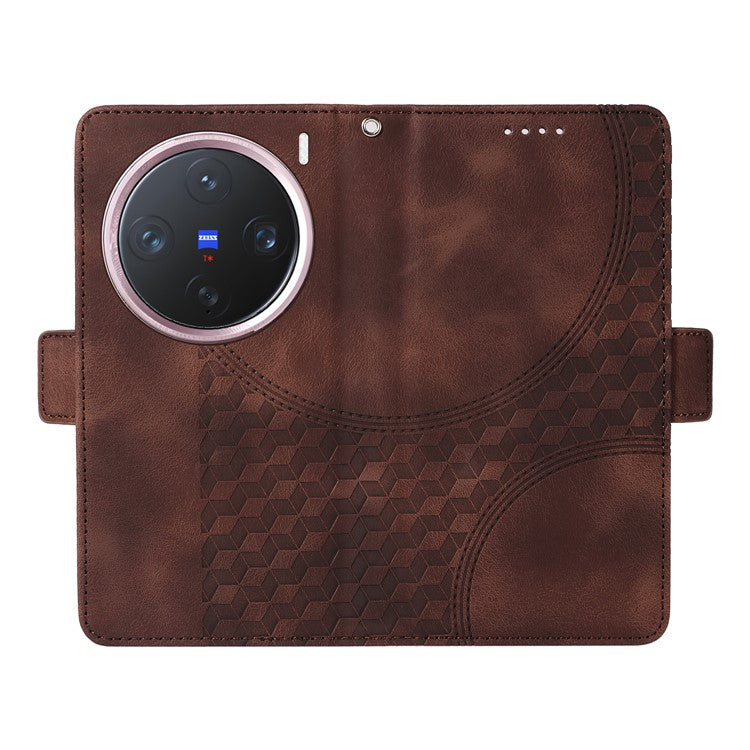 For vivo X200 Pro mini 5G Case PU Leather Phone Cover Rhombus Starry Imprinted - Brown