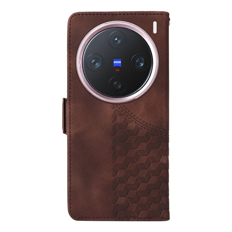 For vivo X200 Pro mini 5G Case PU Leather Phone Cover Rhombus Starry Imprinted - Brown