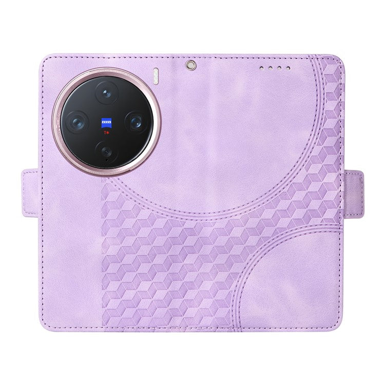 For vivo X200 Pro mini 5G Case PU Leather Phone Cover Rhombus Starry Imprinted - Purple