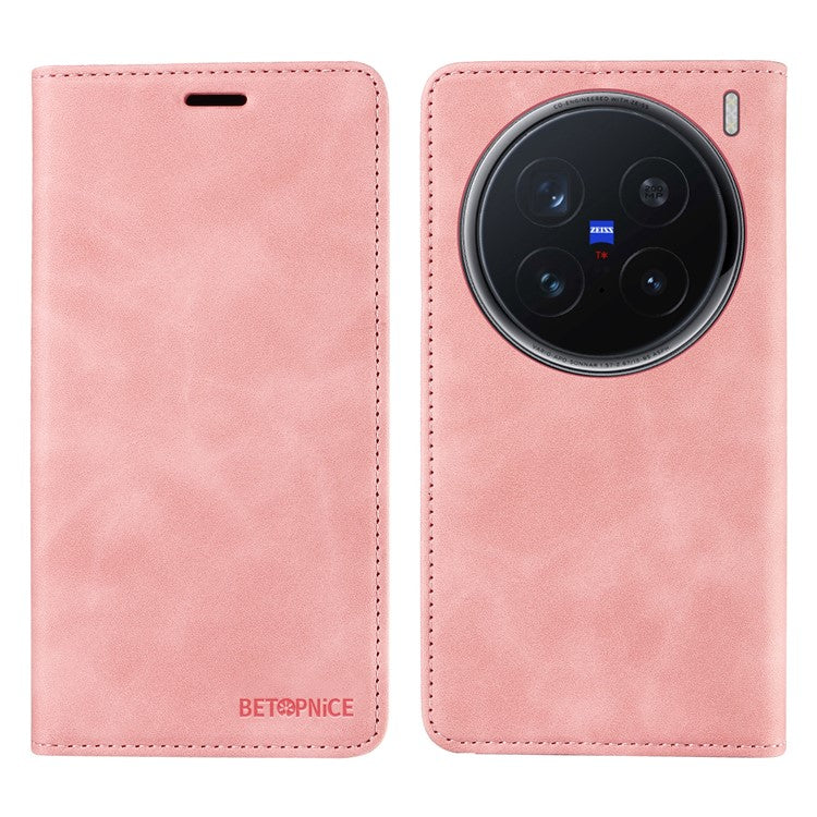 BETOPNICE 003 For vivo X200 Pro 5G Wallet Case Leather Phone Cover with Stand - Pink