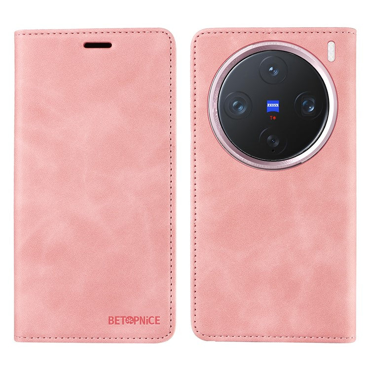 BETOPNICE 003 For vivo X200 Pro mini 5G Wallet Case Leather Phone Cover with Stand - Pink