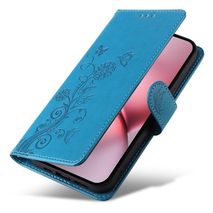 For vivo X200 Pro mini 5G Leather Case Butterfly Floral Imprint Wallet Stand Cover - Blue