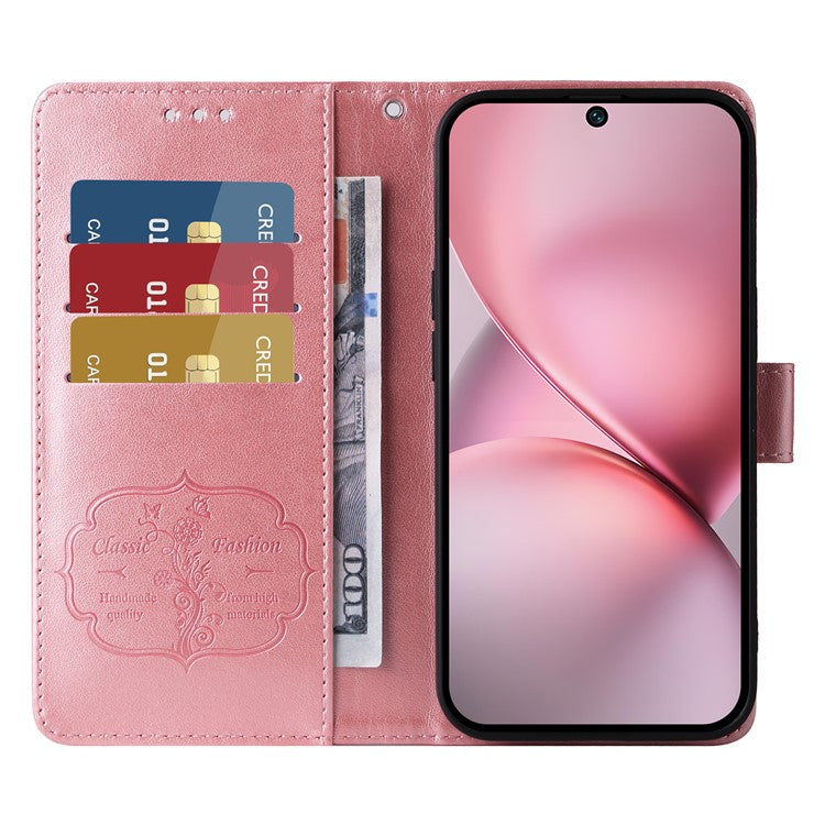 For vivo X200 Pro mini 5G Leather Case Butterfly Floral Imprint Wallet Stand Cover - Pink