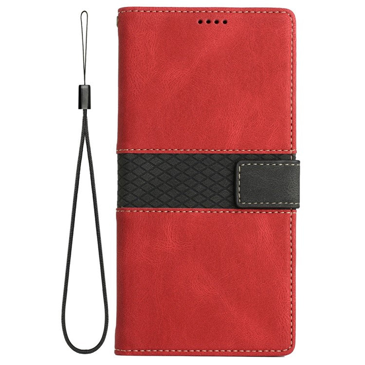 For Google Pixel 9 Pro / Pixel 9 Leather Case Grid Splicing Stand Wallet Phone Cover - Red