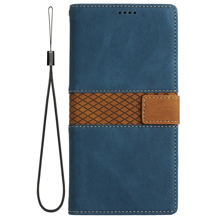 For Google Pixel 9 Pro / Pixel 9 Leather Case Grid Splicing Stand Wallet Phone Cover - Blue