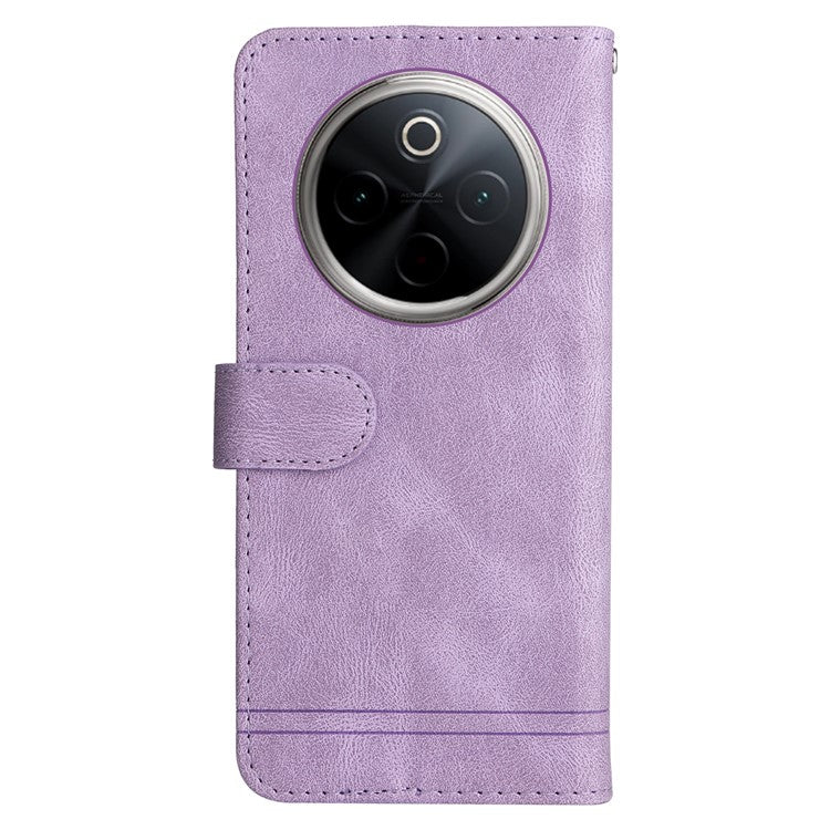 For vivo Y300 Pro 5G Wallet Case Skin Touch Leather Phone Cover Tree Pattern Hardware - Purple