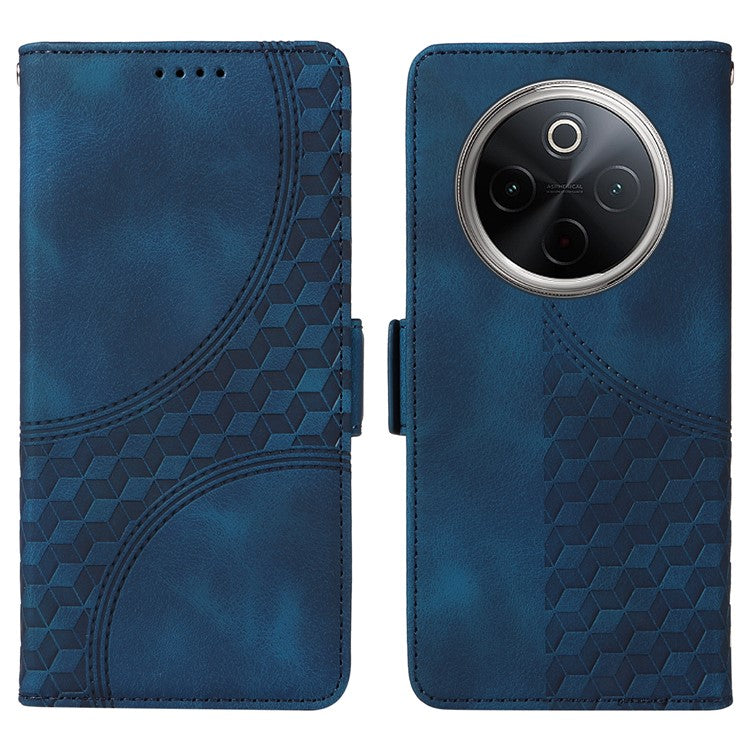 For vivo Y300 Pro 5G Case PU Leather Phone Cover Rhombus Starry Imprinted - Blue