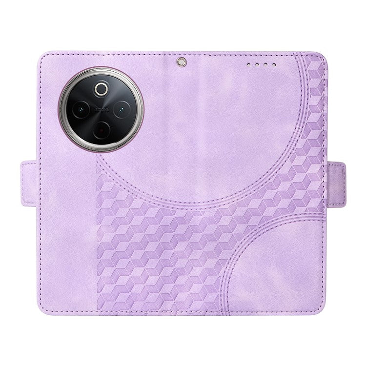 For vivo Y300 Pro 5G Case PU Leather Phone Cover Rhombus Starry Imprinted - Purple