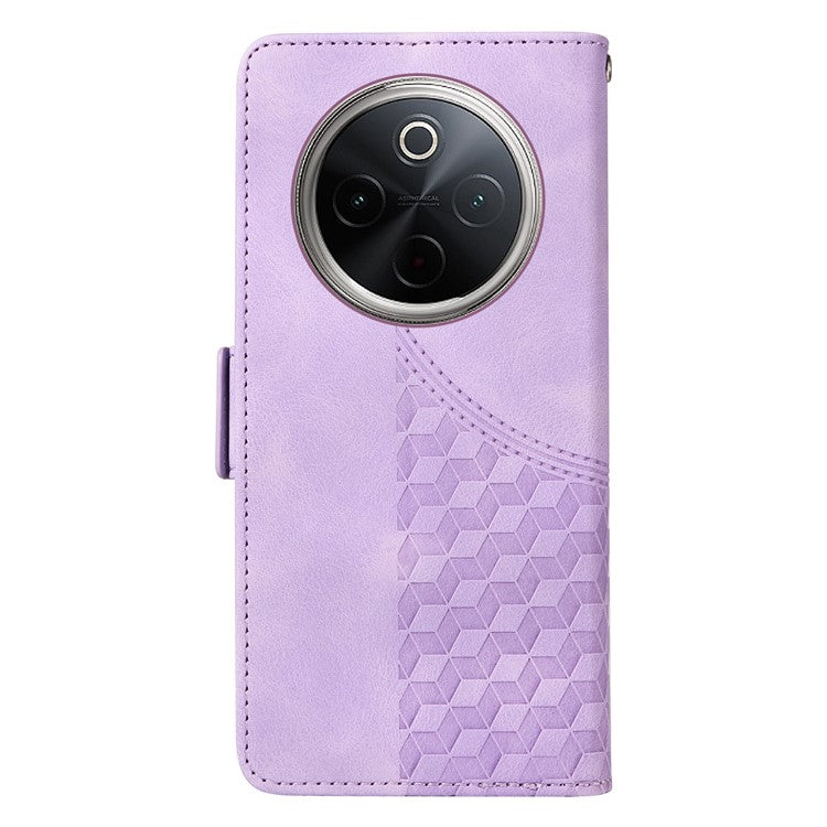 For vivo Y300 Pro 5G Case PU Leather Phone Cover Rhombus Starry Imprinted - Purple