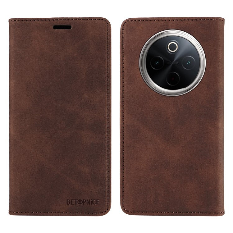 BETOPNICE 003 For vivo Y300 Pro 5G Wallet Case Leather Phone Cover with Stand - Brown