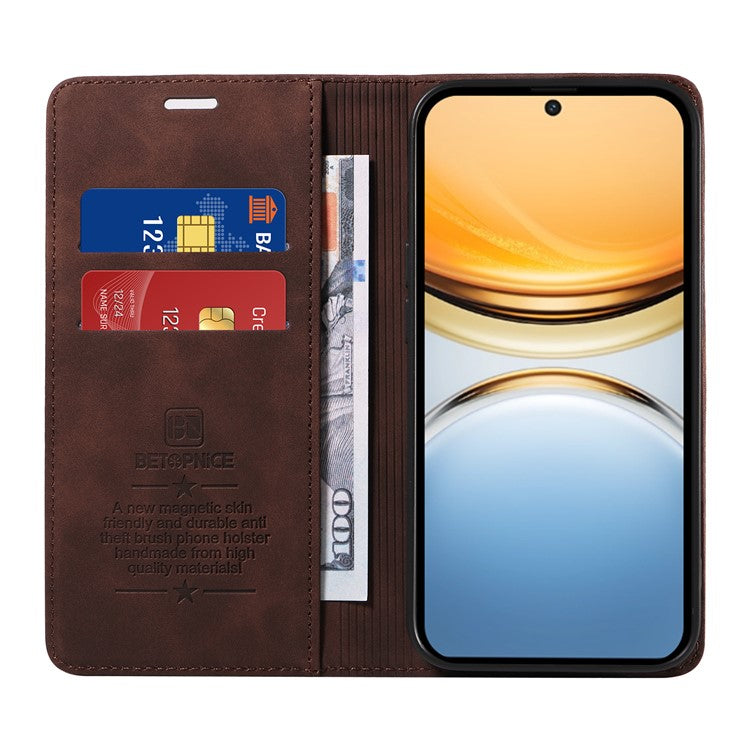 BETOPNICE 003 For vivo Y300 Pro 5G Wallet Case Leather Phone Cover with Stand - Brown