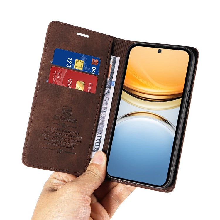 BETOPNICE 003 For vivo Y300 Pro 5G Wallet Case Leather Phone Cover with Stand - Brown