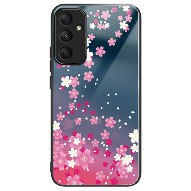 For Samsung Galaxy A26 5G Case Pattern Printing Tempered Glass TPU Drop-Proof Phone Cover - Pink Florals