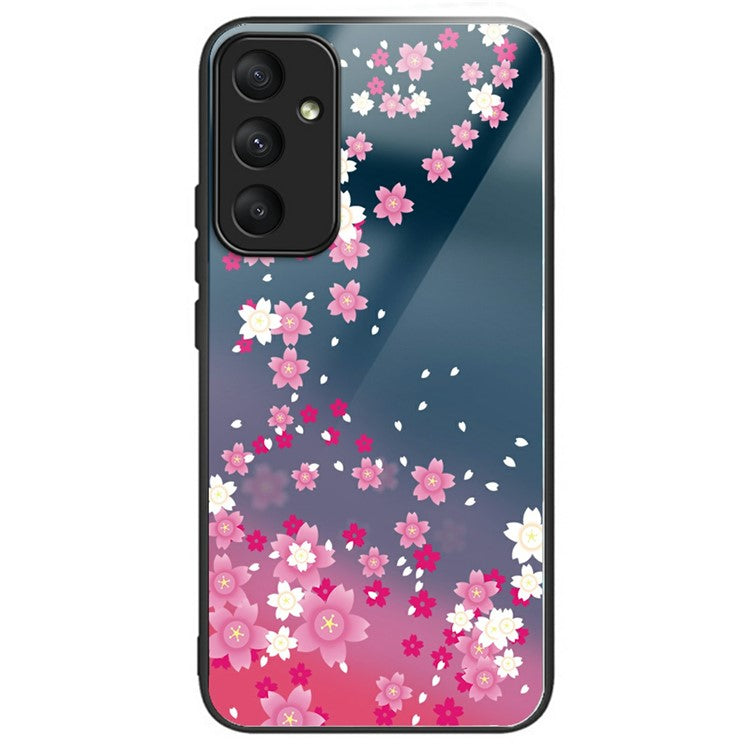 For Samsung Galaxy A36 5G Case Pattern Printing Tempered Glass TPU Drop-Proof Phone Cover - Pink Florals