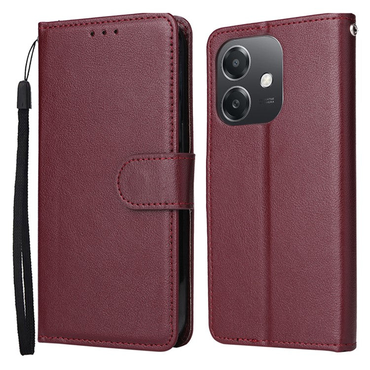 Wallet Phone Case for Oppo A3 4G / 5G / A3x 4G / 5G (India) / A60 5G / A40 4G PU Leather Cover - Wine Red