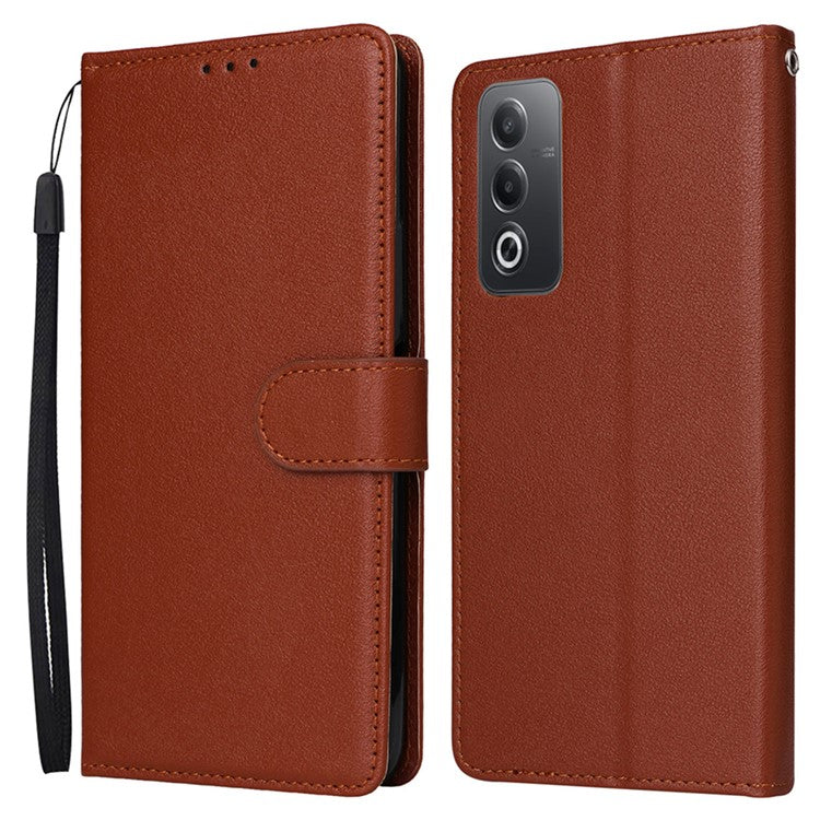 Wallet Phone Case for Oppo A80 5G / A3 Pro (India) 5G / A3 Pro (Global) 5G / K12x 5G (India) / A3x 5G (China) PU Leather Phone Cover - Brown