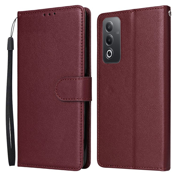 Wallet Phone Case for Oppo A80 5G / A3 Pro (India) 5G / A3 Pro (Global) 5G / K12x 5G (India) / A3x 5G (China) PU Leather Phone Cover - Wine Red