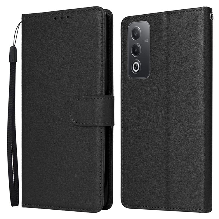 Wallet Phone Case for Oppo A80 5G / A3 Pro (India) 5G / A3 Pro (Global) 5G / K12x 5G (India) / A3x 5G (China) PU Leather Phone Cover - Black