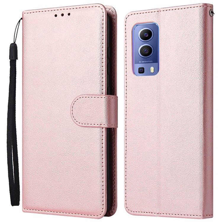 Wallet Phone Case for vivo Y75s 5G / T1x 5G / Y72 5G / iQOO Z3 / Y53s 4G / Y53s / Y52 5G PU Leather Cover - Rose Gold