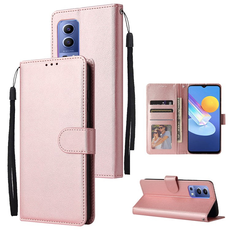 Wallet Phone Case for vivo Y75s 5G / T1x 5G / Y72 5G / iQOO Z3 / Y53s 4G / Y53s / Y52 5G PU Leather Cover - Rose Gold