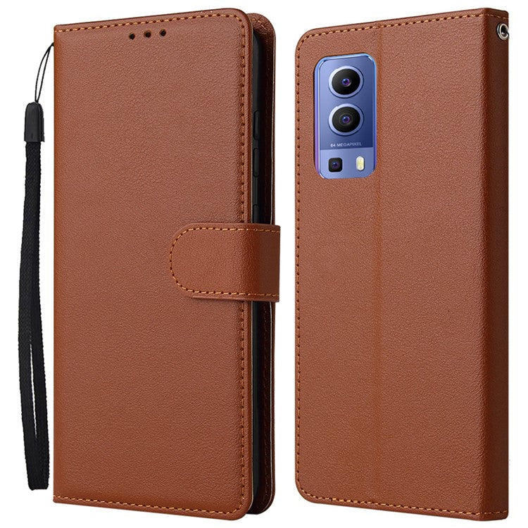 Wallet Phone Case for vivo Y75s 5G / T1x 5G / Y72 5G / iQOO Z3 / Y53s 4G / Y53s / Y52 5G PU Leather Cover - Brown