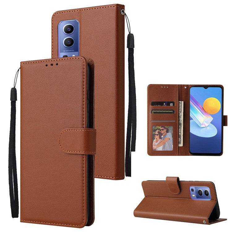 Wallet Phone Case for vivo Y75s 5G / T1x 5G / Y72 5G / iQOO Z3 / Y53s 4G / Y53s / Y52 5G PU Leather Cover - Brown