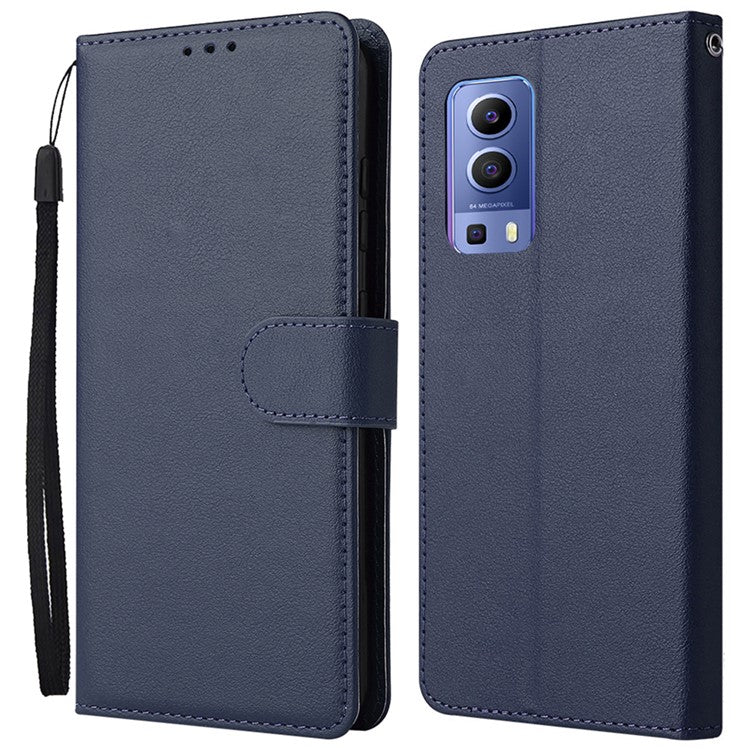 Wallet Phone Case for vivo Y75s 5G / T1x 5G / Y72 5G / iQOO Z3 / Y53s 4G / Y53s / Y52 5G PU Leather Cover - Blue