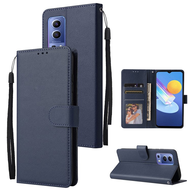 Wallet Phone Case for vivo Y75s 5G / T1x 5G / Y72 5G / iQOO Z3 / Y53s 4G / Y53s / Y52 5G PU Leather Cover - Blue