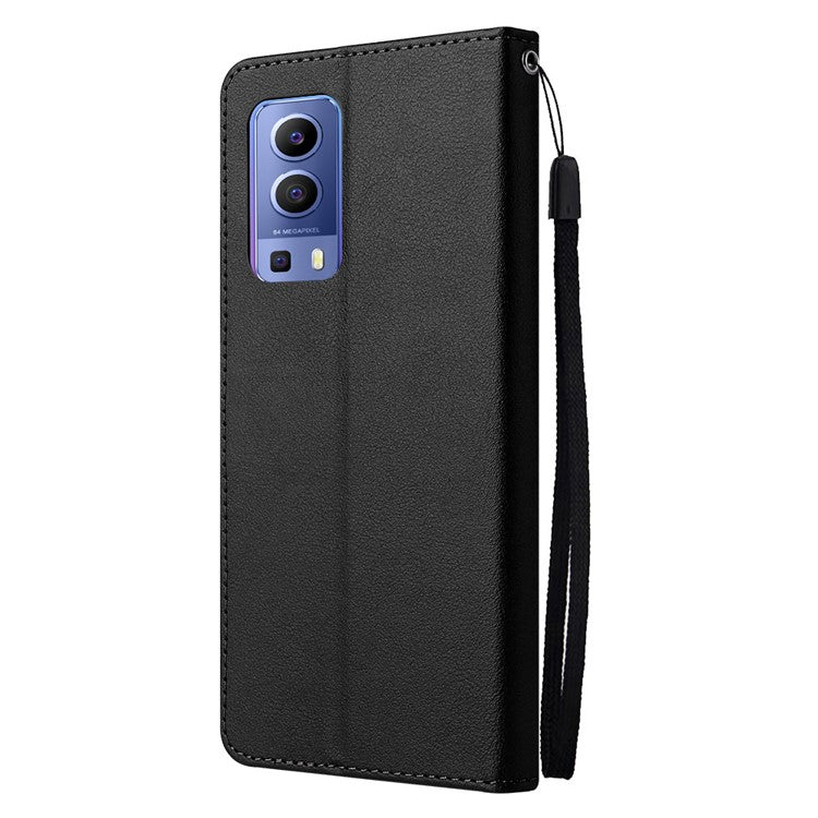 Wallet Phone Case for vivo Y75s 5G / T1x 5G / Y72 5G / iQOO Z3 / Y53s 4G / Y53s / Y52 5G PU Leather Cover - Black