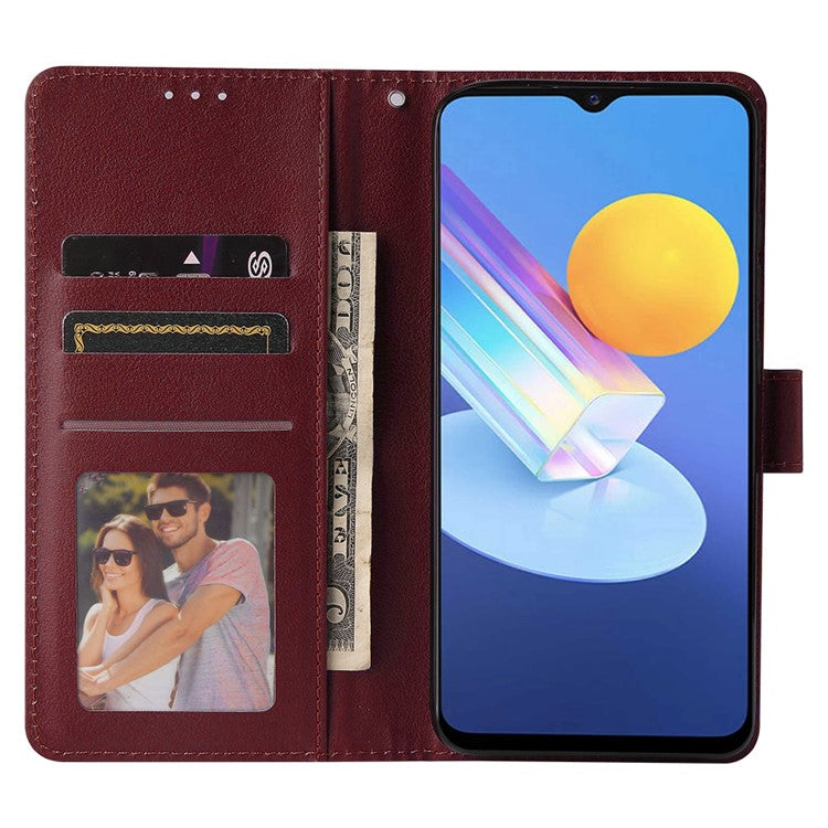 Wallet Phone Case for vivo Y75s 5G / T1x 5G / Y72 5G / iQOO Z3 / Y53s 4G / Y53s / Y52 5G PU Leather Cover - Wine Red