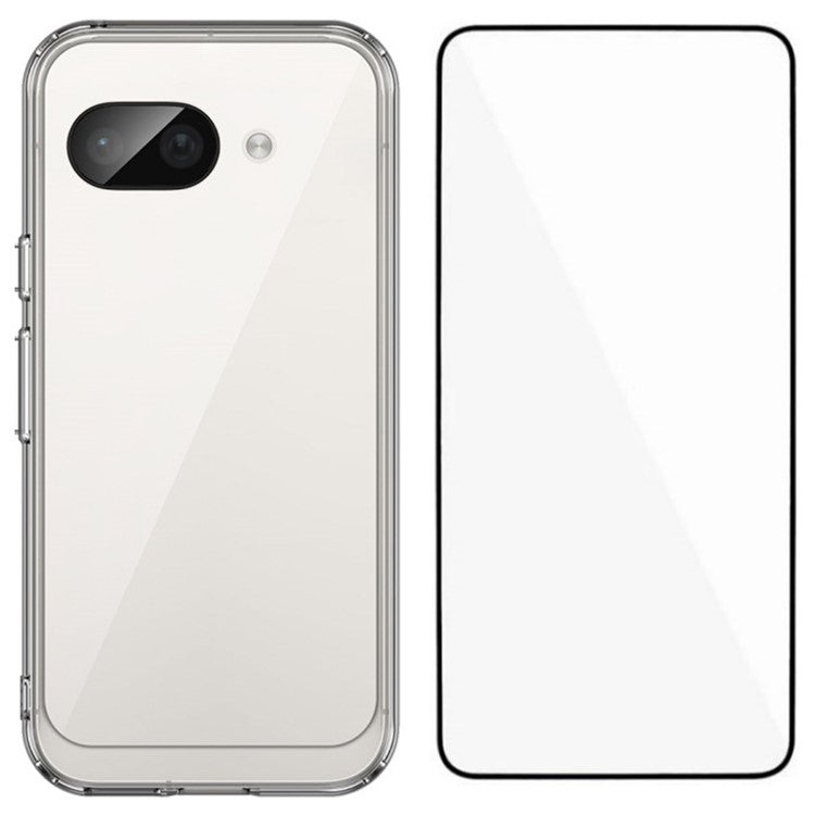 WANLONFENG MF Series for Google Pixel 9a Case TPU+Acrylic Clear Phone Cover with Tempered Glass Film