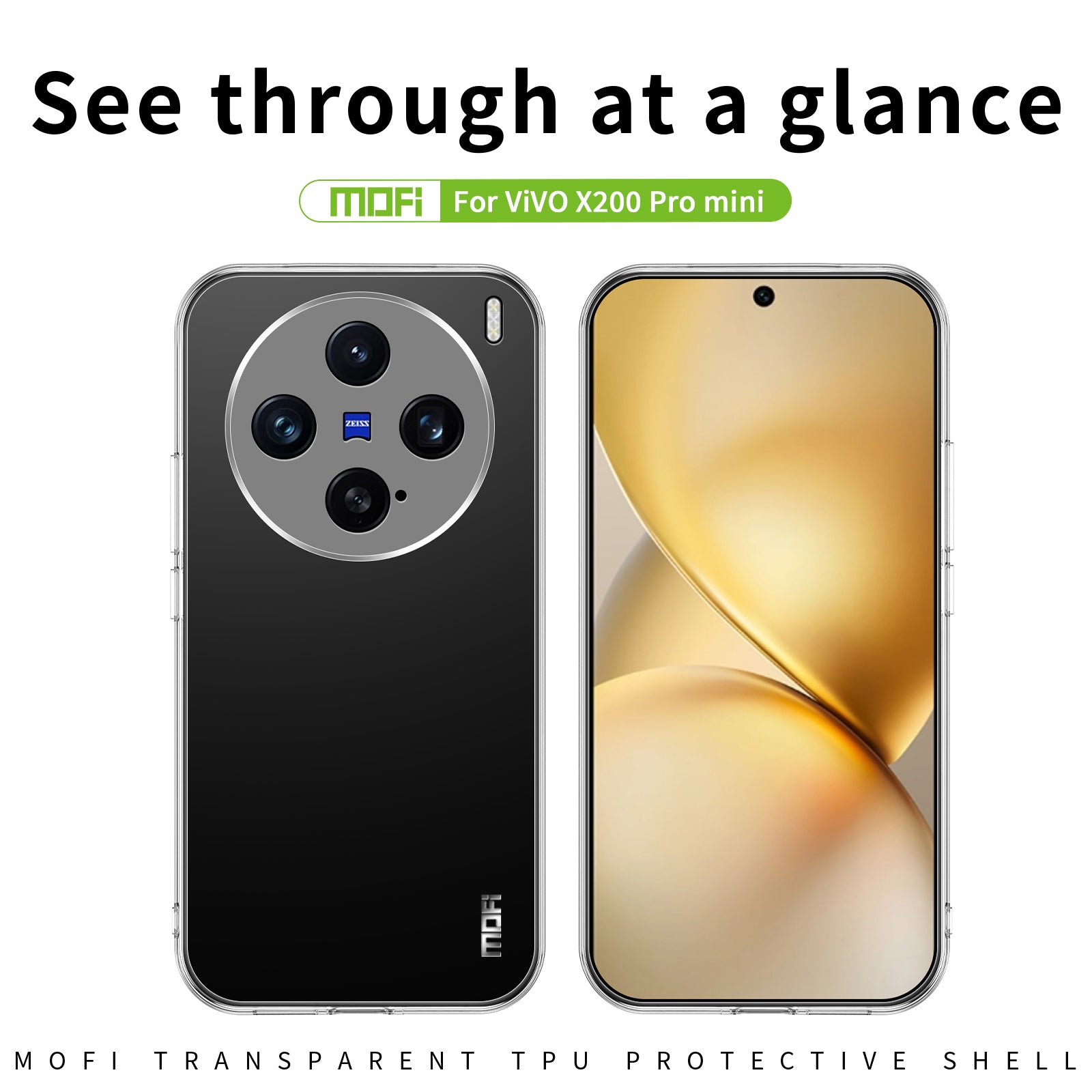 For vivo X200 Pro mini 5G Clear Phone Case MOFI Ultra-Thin TPU Phone Back Cover - Transparent