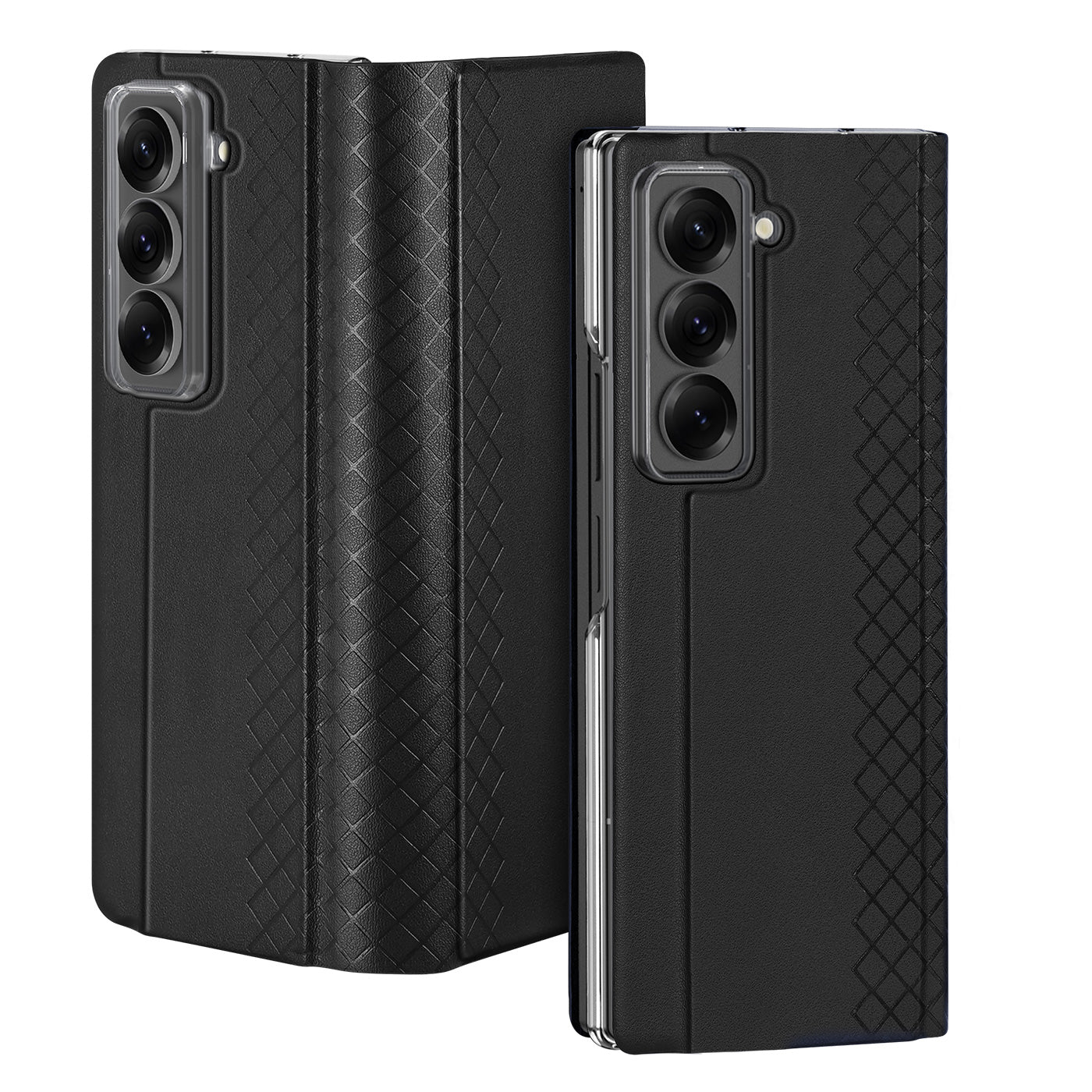 For Samsung Galaxy Z Fold Special Case DUX DUCIS Bril Series Leather+PC Stand Phone Cover - Black