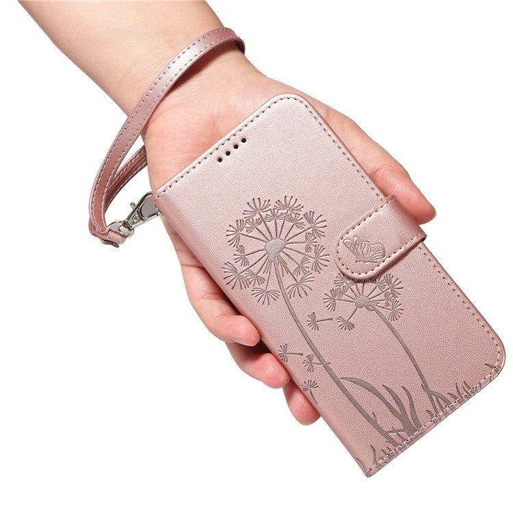 For Samsung Galaxy A26 5G / A16 5G / A16 4G Leather Case Wallet Phone Cover Dandelion Imprint - Rose Gold