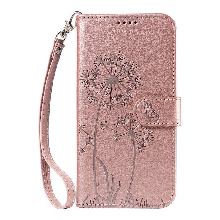 For Samsung Galaxy A26 5G / A16 5G / A16 4G Leather Case Wallet Phone Cover Dandelion Imprint - Rose Gold